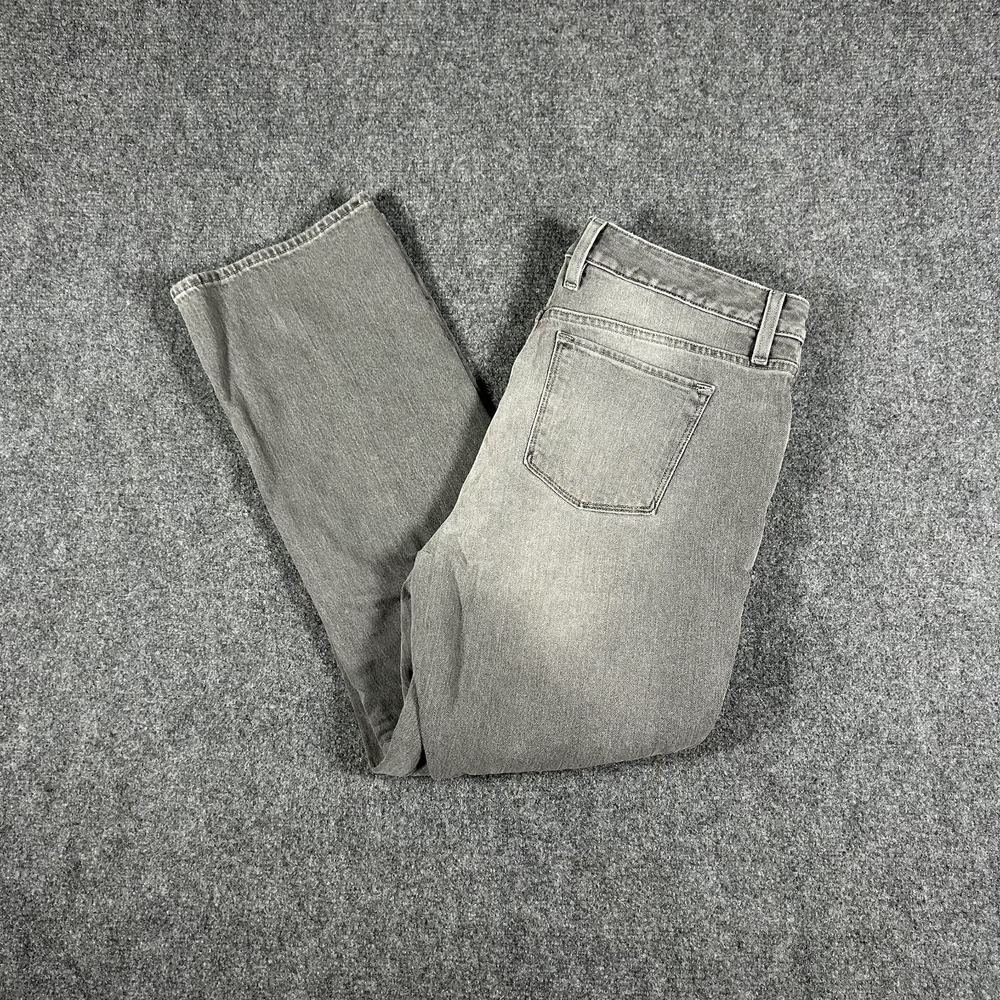 LL Bean Favorite Fit Gray Jeans Womens 12 White High Rise Stretch Plaid #2493